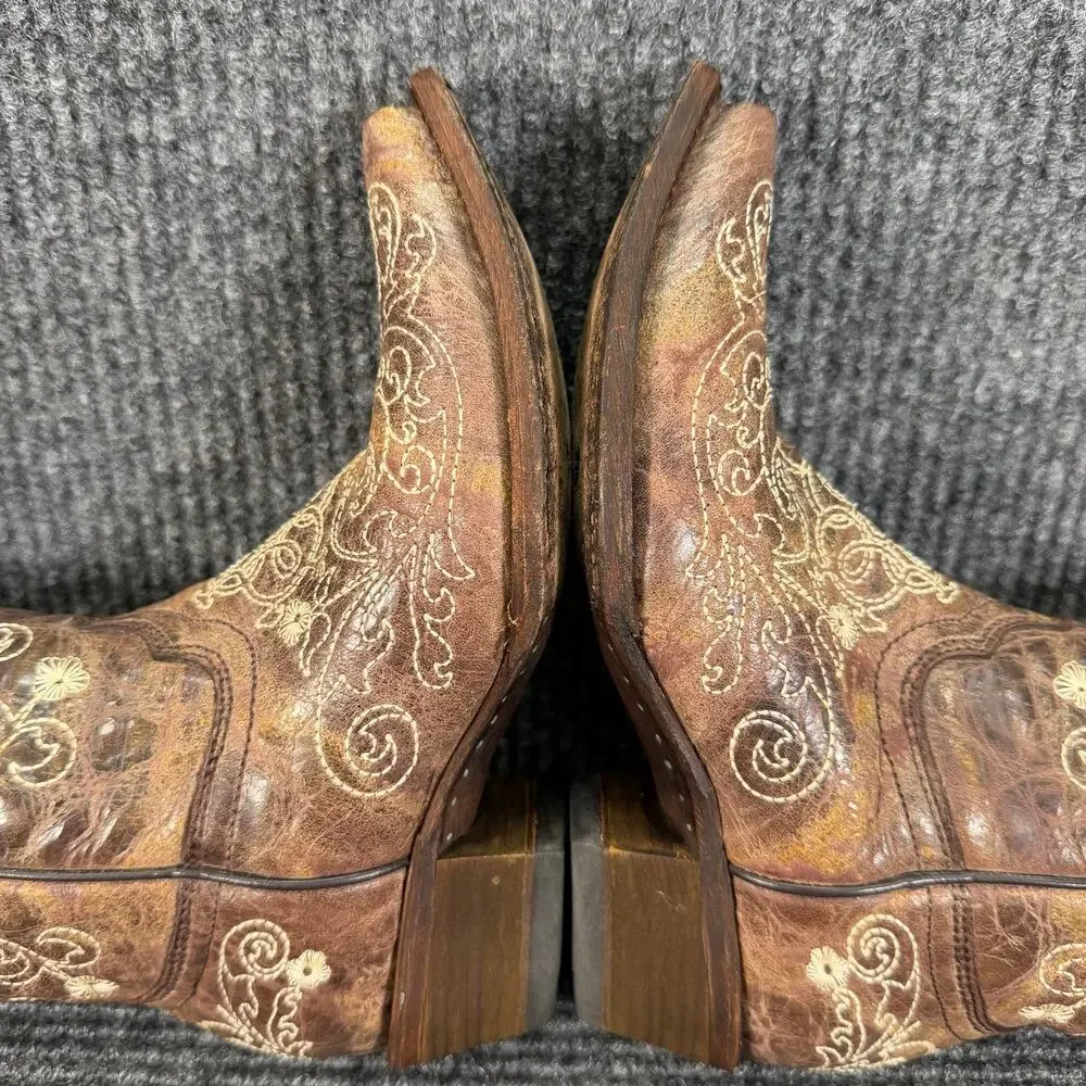 Corral Teens 2.5T Western Cowboy Boots Brown Embroidered Fits Women's 4.5